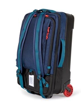 Topo Designs Navy, Teal & Red Rolling Travel Backpack 44L